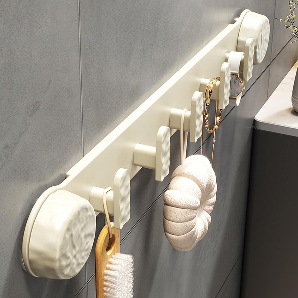Coat Rack Wall Mounted Rotating Suction Cup Hat Rack With 5 Hooks Towel Hook Hat Organizer For Bathroom Kitchen Bedroom
