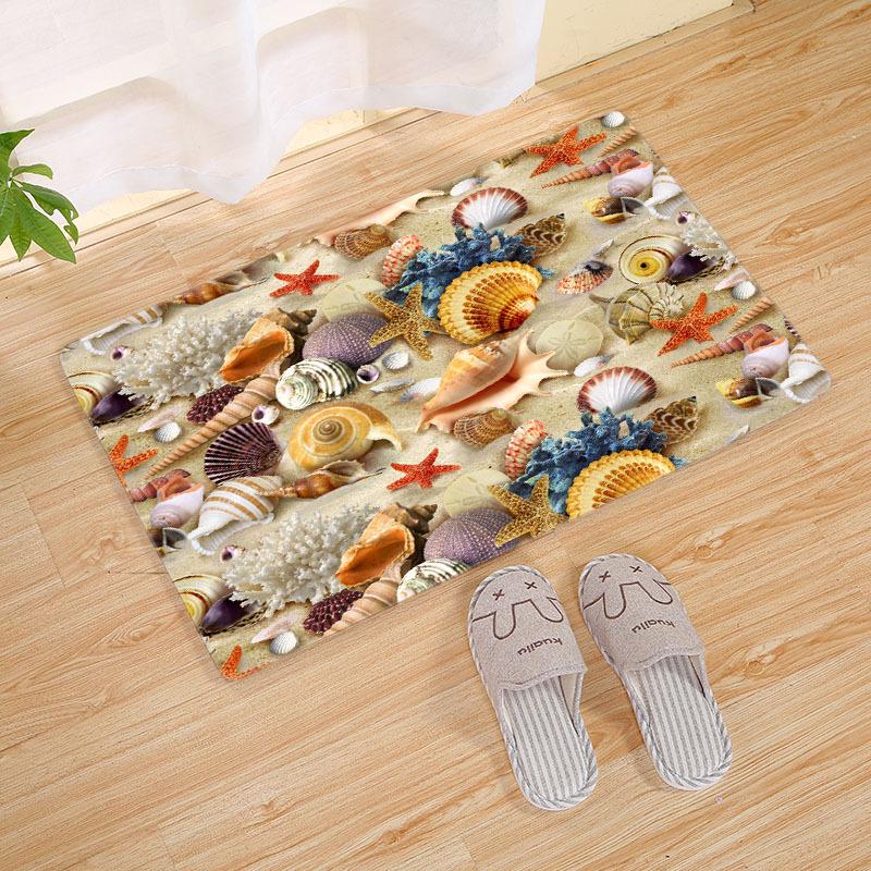 Shell Sea Doormat Bathroom Kitchen Floor Mat Door Rugs Nordic Beach Starfish Carpet Non-Slip Mat 3 Sizes Felpudo Paillasson