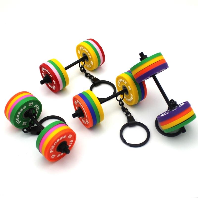 Rubber Dumbbell Keychain Lightweight Portable Exercise Themed Decorative Creative Sports Fitness Bag Decoration