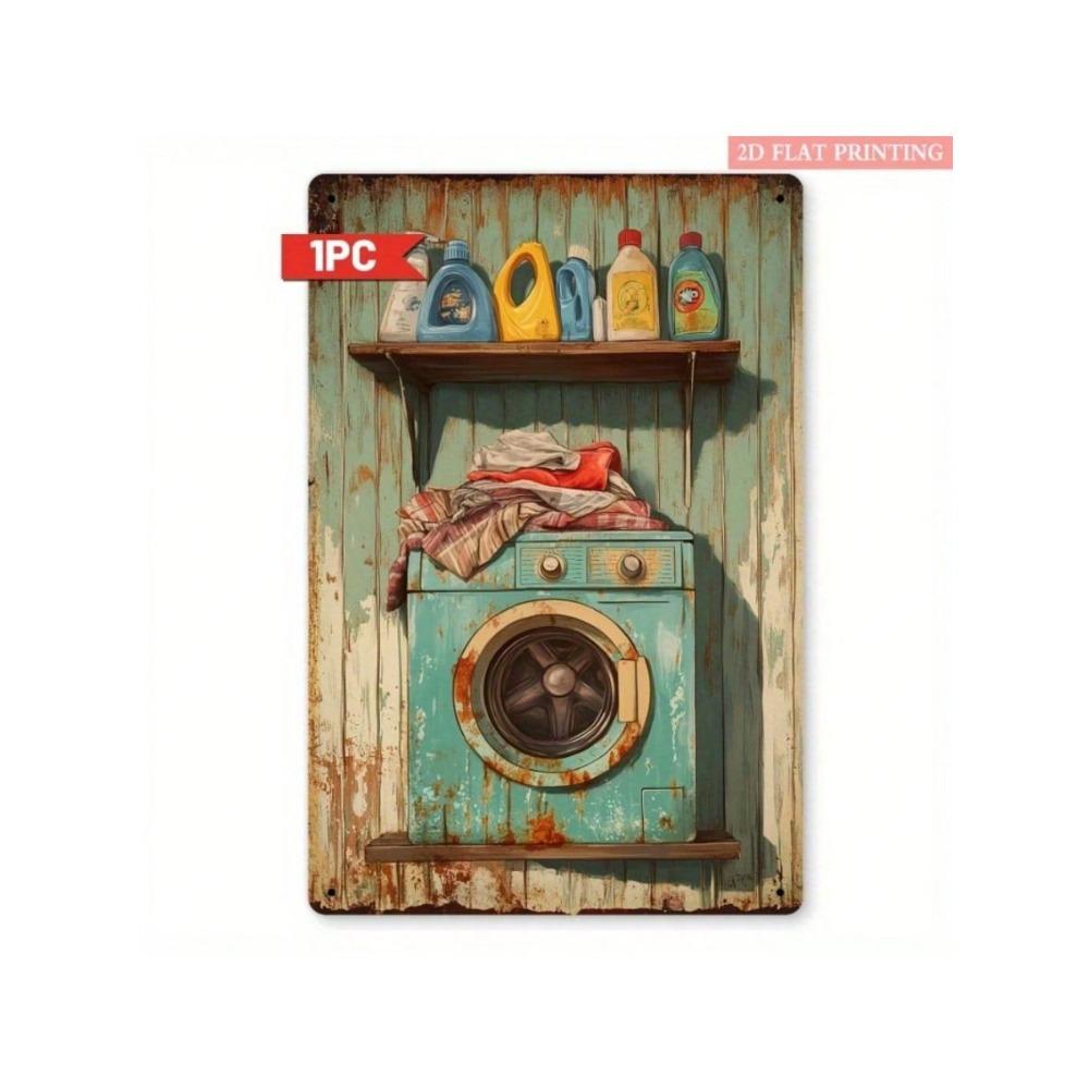Vintage Retro Washing Machine Metal Sign 20x30cm Laundry Wall Decor