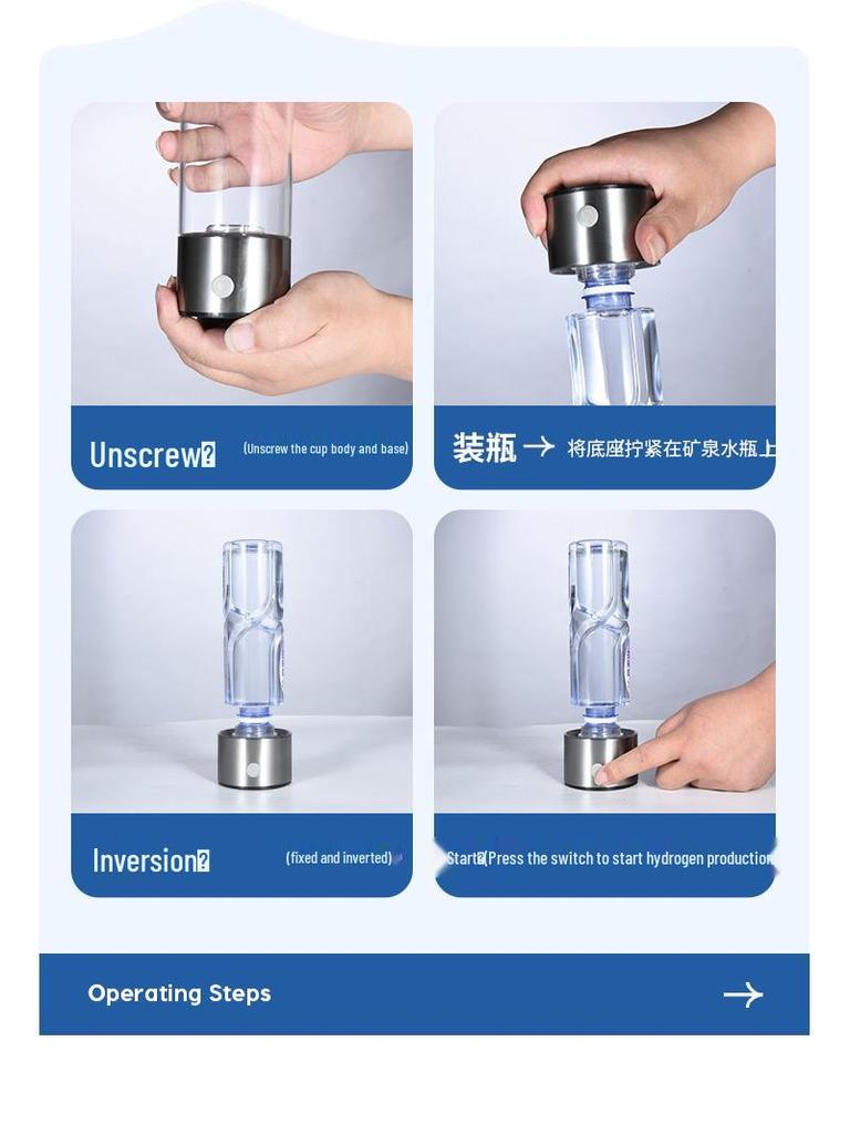 Hydrogen Health Cup: High-Concentration Hydrogen-Rich Water with Electrolysis and Inhalation Function.