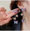 Zircon Butterfly Tassel Earrings for Women New Fashion Luxury Temperament Purple Drop Earrings Sparkle Party Jewely