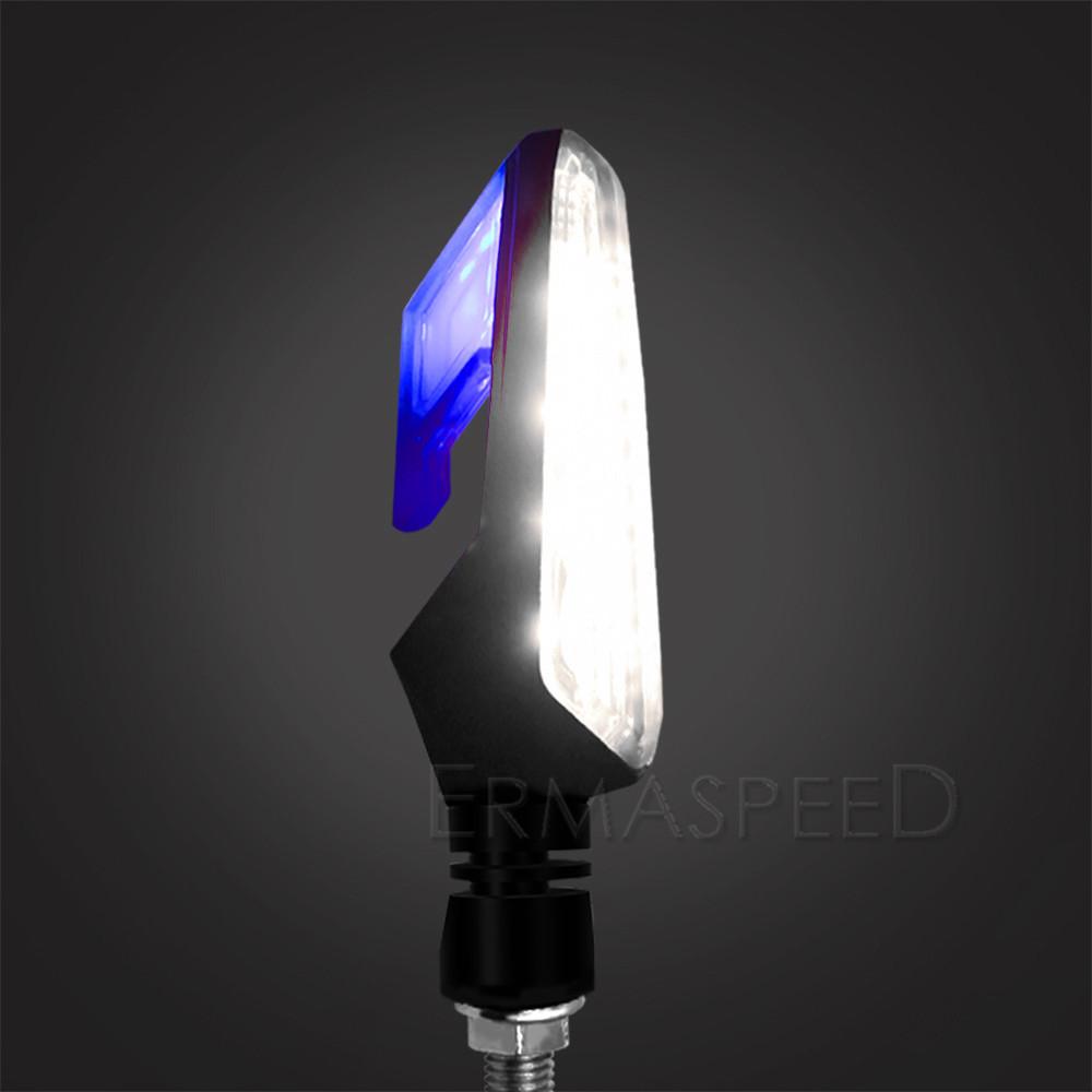 Pair Motorcycle LED Turn Signals ABS Plastic Amber Flashing Off Road Warning Lamp DRL Indicator Blinker for Motorbike