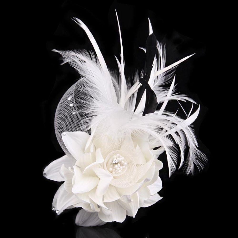 Simulated Net Flowers Tea Party Headband Feather Feather Hairpin Fascinator Hat  Hair Accessories