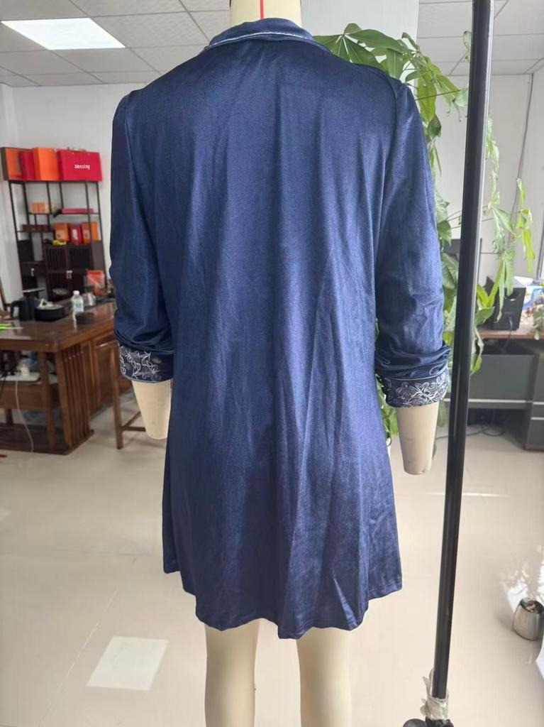2025 Women's Long Sleeve Solid Color Velvet and Lace Patchwork Jacket