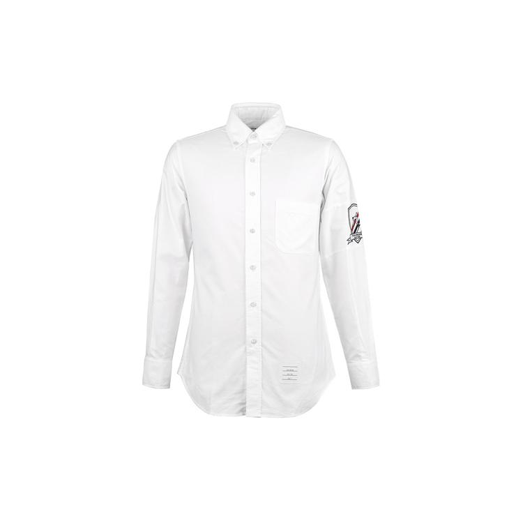 THOM BROWNE Shirts Men's White Pointed Collar Moderate Shirt MWL220E-02581-100