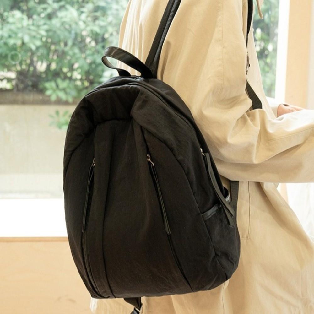 Multi-pocket Travel Backpack Solid Color Student Schoolbag Fashion Nylon Backpack  Men