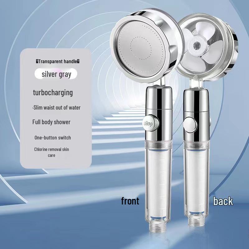 Compact High-Pressure Turbo Shower Head Set with Rain-Effect