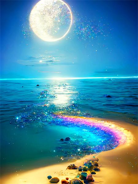 5d Diamond Painting Full Drill Moon Seaside Landscape Home Decor Embroidery Mosaic Beachfantasy Home Decor