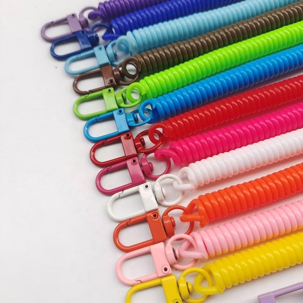 Elastic Straps Spiral Spring Lanyard Retractable Telescopic Spring Key Ring Outdoor