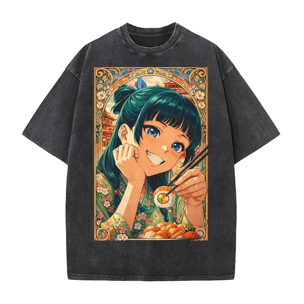 Anime The Apothecary Diaries Maomao Cute Clothing Men Women Short Sleeve Tshirt Washed Cotton Tee Retro T-shirt Harajuku T Shirt