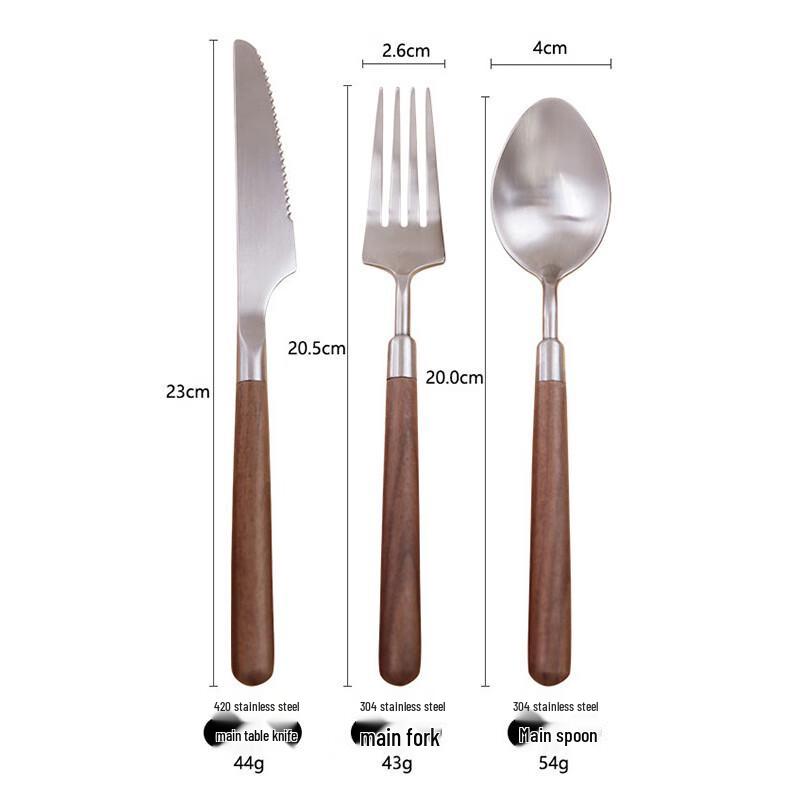 

Vintage Walnut Wood Handle 304 Stainless Steel Cutlery Set