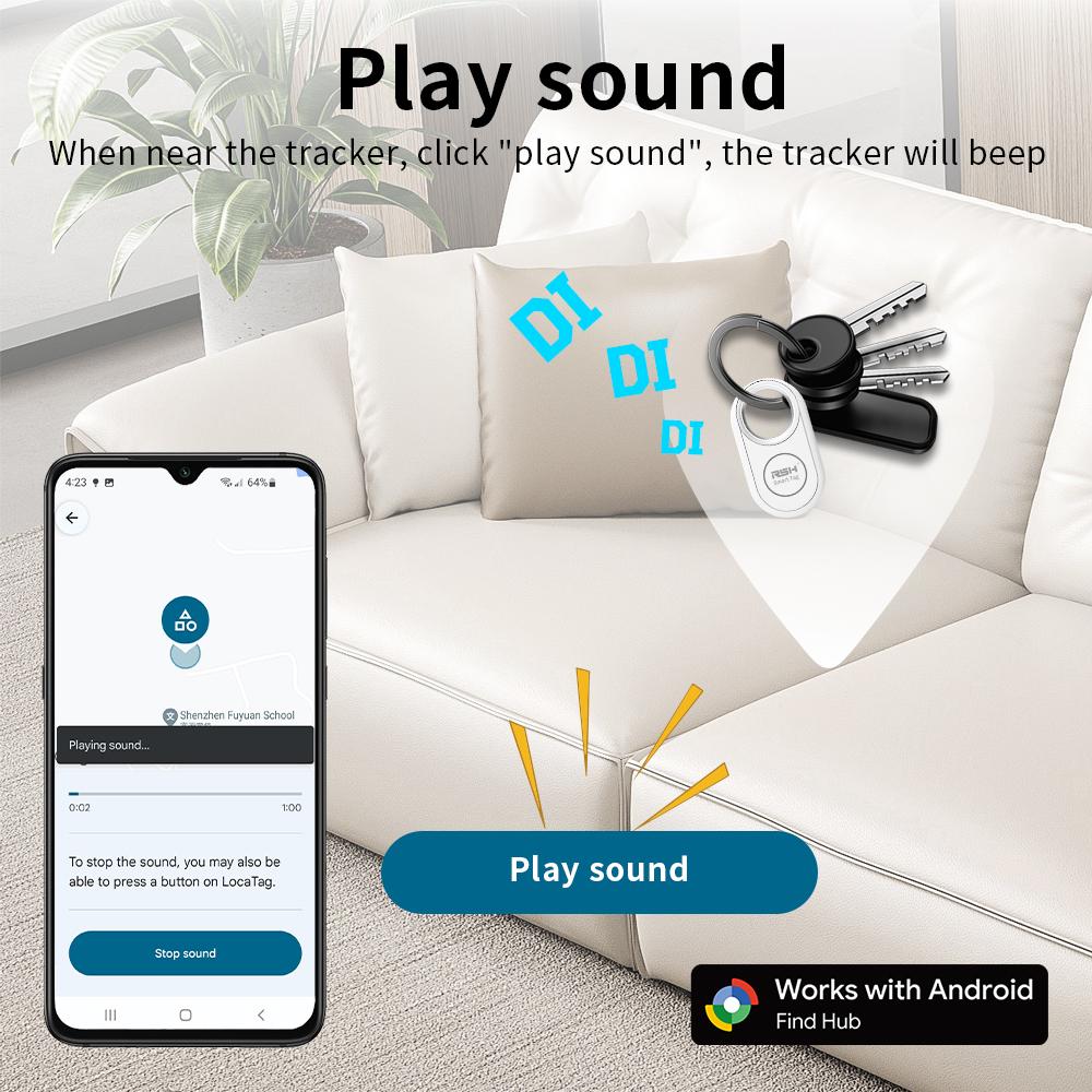 RSH 4PCS Security Trackers for Samsung Finder Work with Android Google's Find Hub Wallet Car Anti-loss Tag Alerts Fast Locator