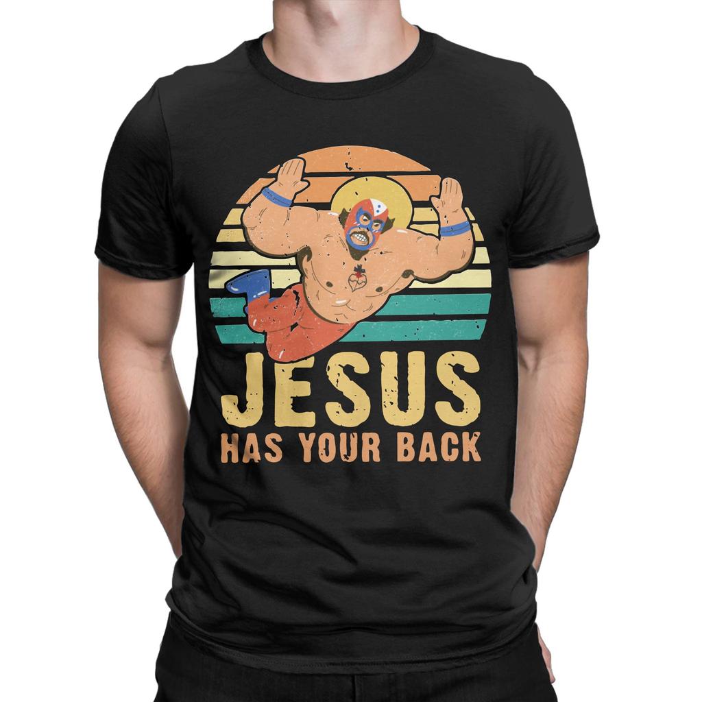 Novelty Jesus Has Your Back Brazilian Jiu Jitsu T Shirt Unisex Cotton Short Sleeve Crewneck Summer Tops Shirts