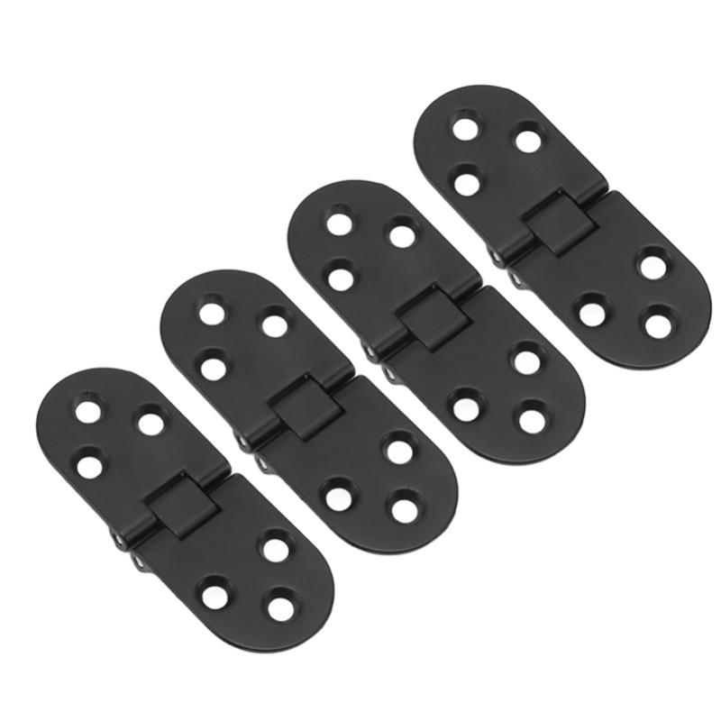 4 Set Round Edge Hinge 180 Degree Painted Black Zinc Alloy Cabinet Hardware For Door With Screw