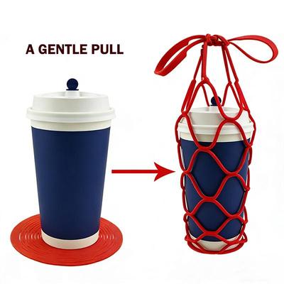 Washable Silicone Wine Tote Bag Reusable Water Bottle Tote Bags Cup Mat Beverage Coffee Milk Tea Packaging Pouch Mesh Basket