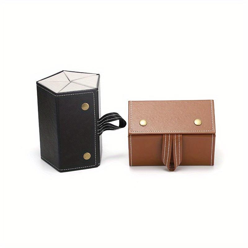 1pc Glasses Storage Box Foldable Five Piece Box Multifunctional Multi Grid Glasses Jewelry Storage Leather Handmade Glasses Box