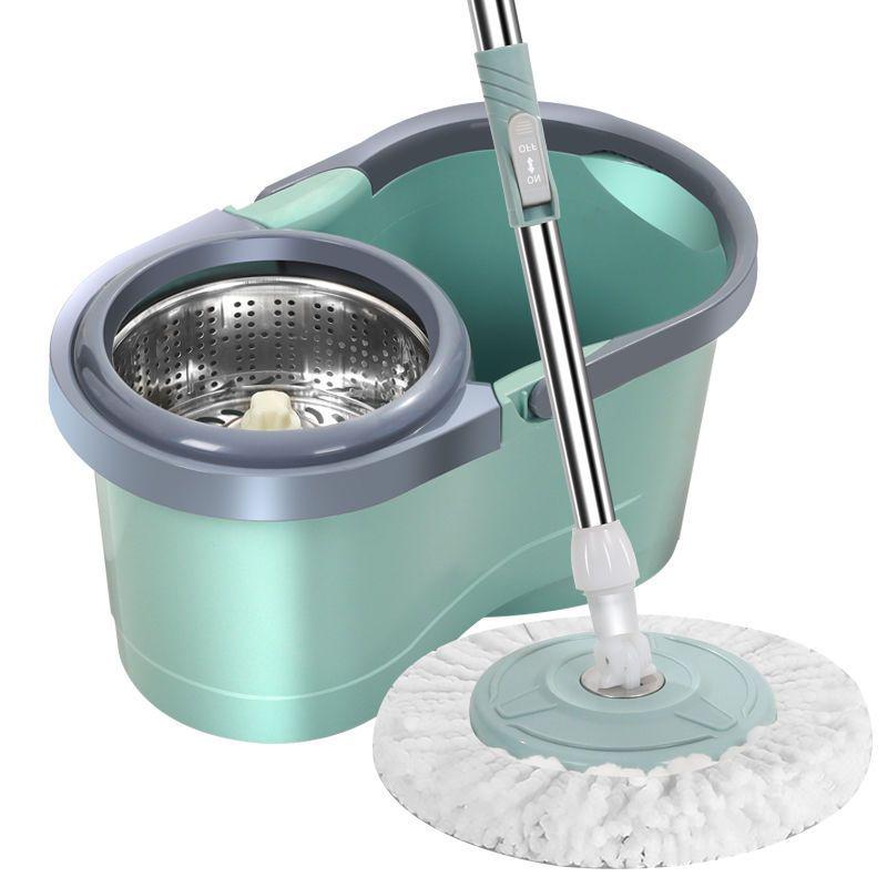 Thickened Rotary Mop Bucket with Auto Wringing, Cotton Mop Pad, Wet/Dry Dual Use for Quick Household Cleaning