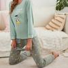 Fresh Homewear Pajamas Women's Round Neck Long-sleeved Trousers Milk Silk Autumn Round Neck Pullover Suit