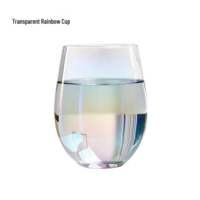 Gold-Plated Iridescent Egg-Shaped Glass Cup for Water or Juice