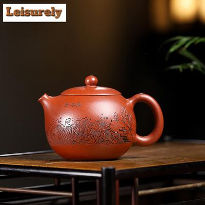 200 ml High-End-Teekannen aus lila Ton von Yixing, handgefertigt, Xishi-Topf, Roherz, Dahongpao-Schlamm-Teekocher, Wasserkocher, Zisha-Teeset, Geschirr, Geschenk