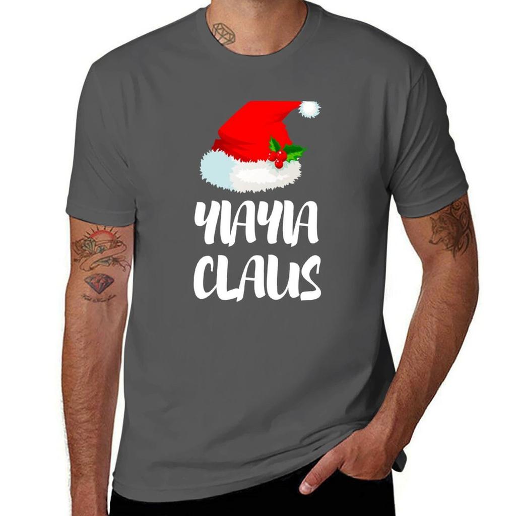 Funny Yiayia Claus Christmas Tshirt Fashion Simple Casual Tee Shirt