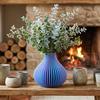 3D Printed Vase Modern Flowers Vase Decorative Vertical Textured Flower Vase for Dried & Fresh Flowers Farmhouse Coffee Table Kitchen Centerpieces
