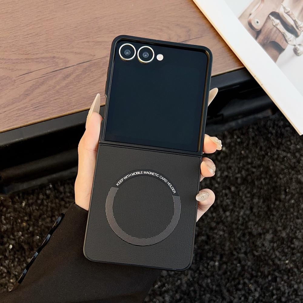 Luxus-Leder-Magnetische Matte Weiche Handyhülle für Samsung Galaxy Z Flip 7 6 5 4 3 Für Magsafe Kabelloses Laden Schutzhülle