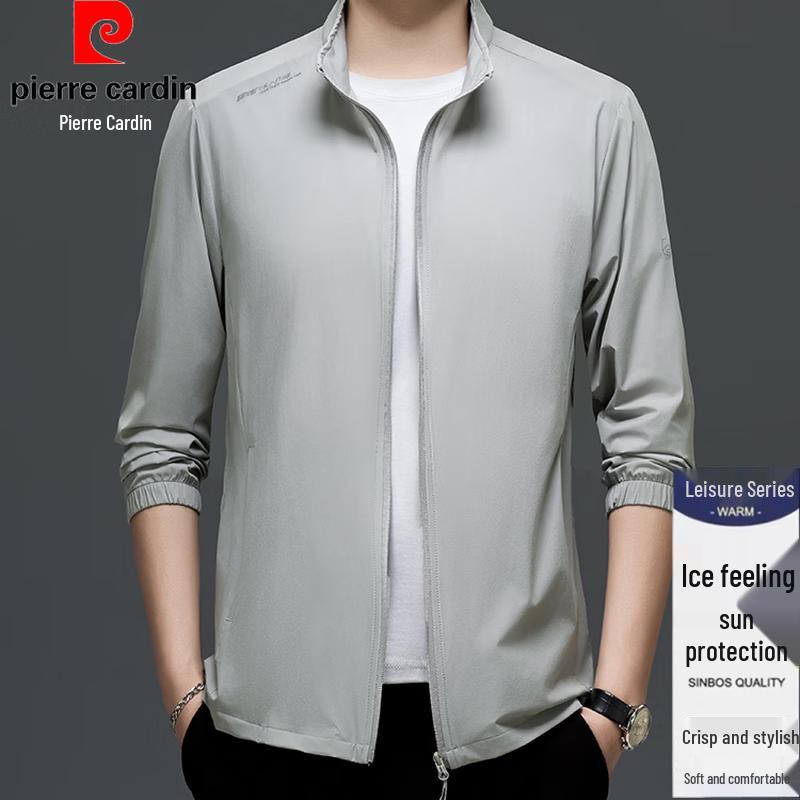 Pierre Cardin Men's Summer Ice Silk Stand-Collar Jacket