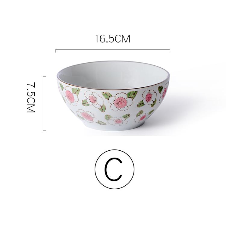 6.5 Inch Porcelain Ramen Bowl Ceramic Noodle Bowl Flower Design Soup Rice Bowl Microwave Safe 800ml