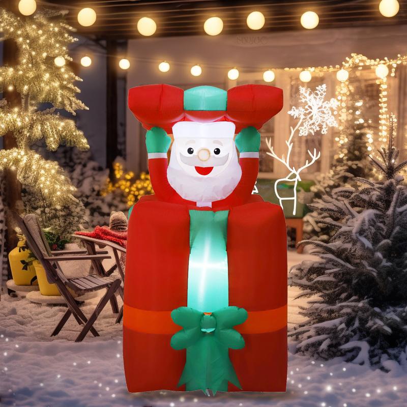 Christmas Decoration Up and Down Chimney Santa Claus Inflatable Toys with LED Light 1.5M Inflatable Model Indoor Outdoor Decor