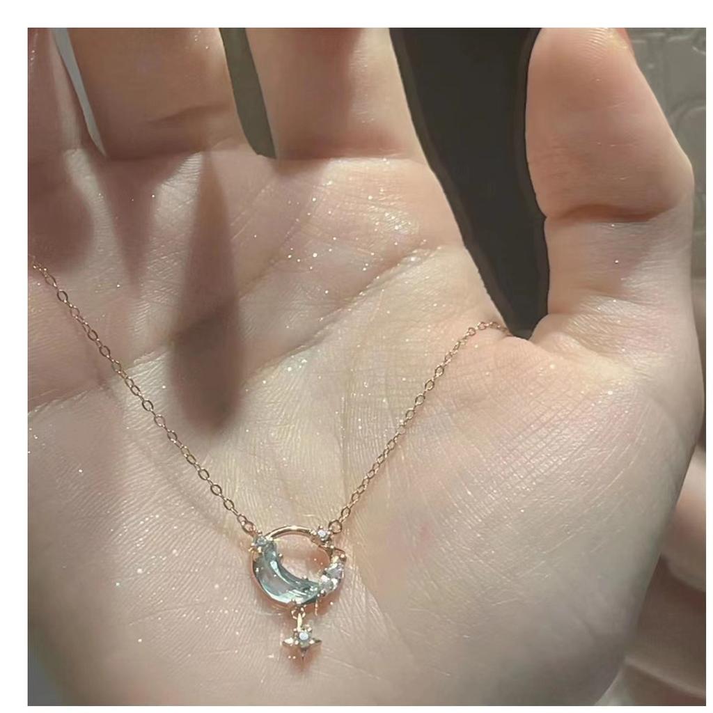 Mondanhänger Halskette Damen Leichter Luxus Nischen Design Vielseitig Mode Schlüsselbein Kette Schmuck