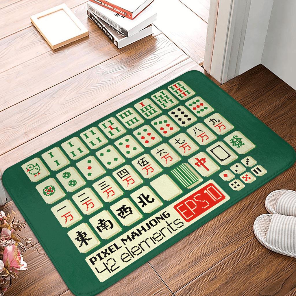 Mahjong Tile Pattern Doormat Non-Slip Entrance Bath Kitchen Floor Door Mat Toilet Rug Carpet Footpad