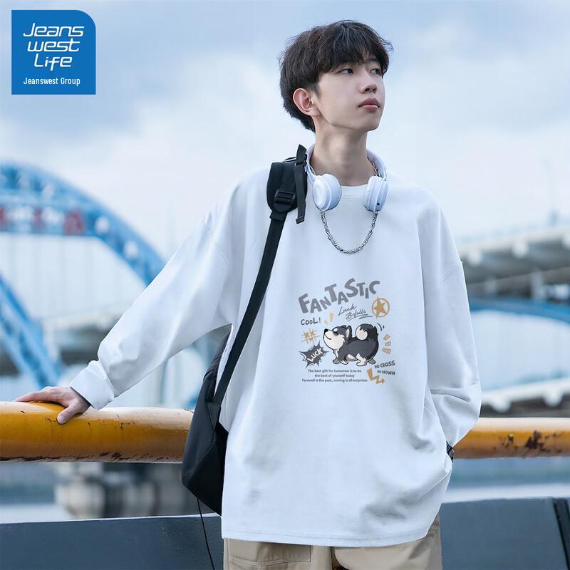 JEANSWEST LIFE Men s 2025 Fall Pure Cotton Long-Sleeve T-Shirt M