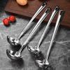 Stainless Steel Deep Bottom Soup Ladle and Strainer for Serving Soup and Porridge in Restaurants and Kitchens.
