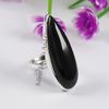 Teardrop Black Onyx Ring, 925 Sterling Silver, Long Handmade Ring