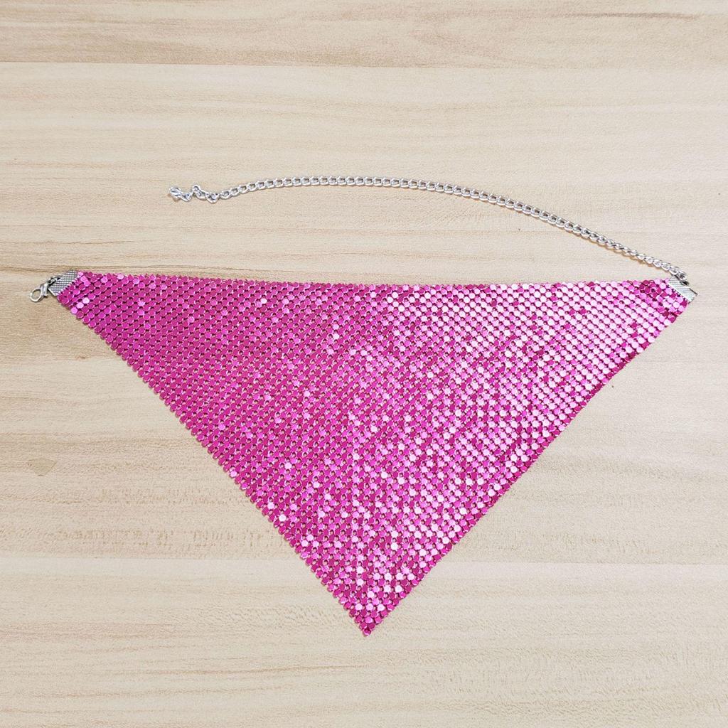 Europäischer & Amerikanischer Pailletten Seiden Dreiecksschal Halskette: Übertriebener Metall-Schlüsselbein-Choker für Damen