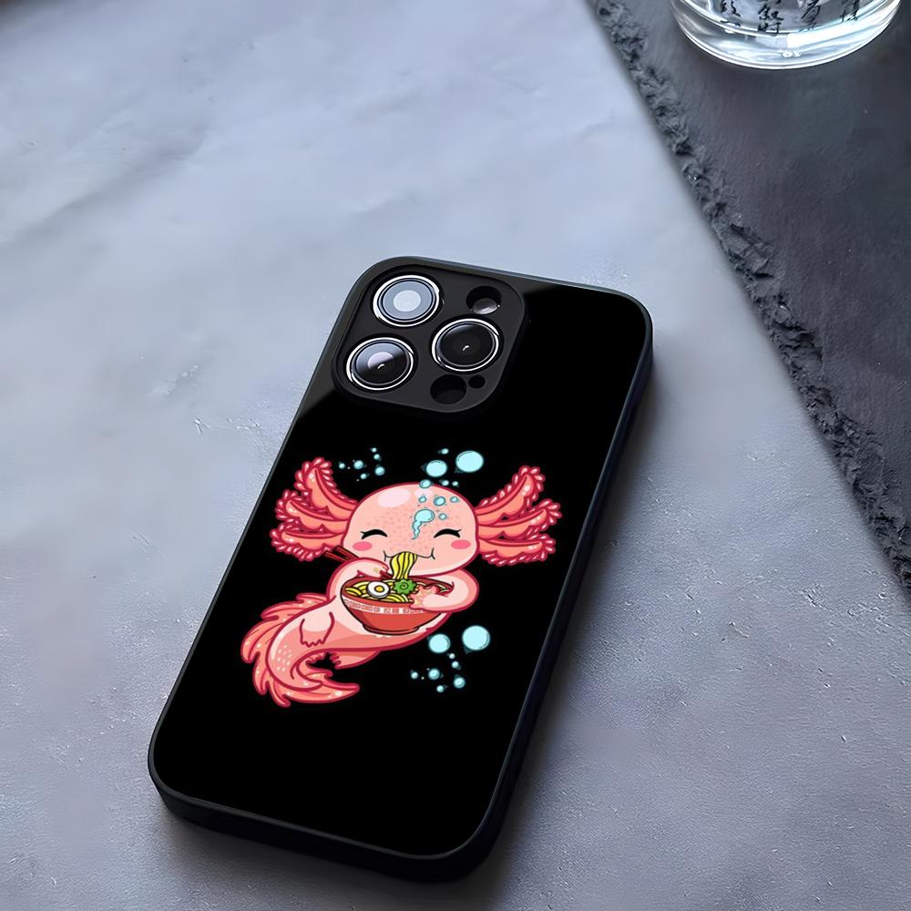 Axolotl And Ramen Phone Case Tempered Glass For IPhone 17 13 14 16 12 15 11 Pro Max Plus Mini X XR SE2020 Coque