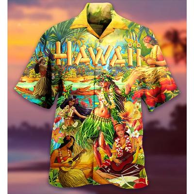Summer Hawaiian Shirts Men's Harajuku Vintage Oversized Clothing Beach Prom Print Tops Unisex Fashion Short Sleeve