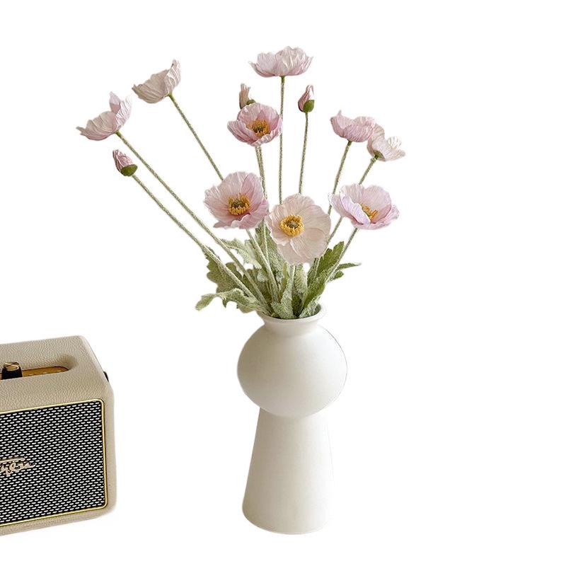 Artificial Pink Iceland Poppy Vase Decoration for Home or Living Room