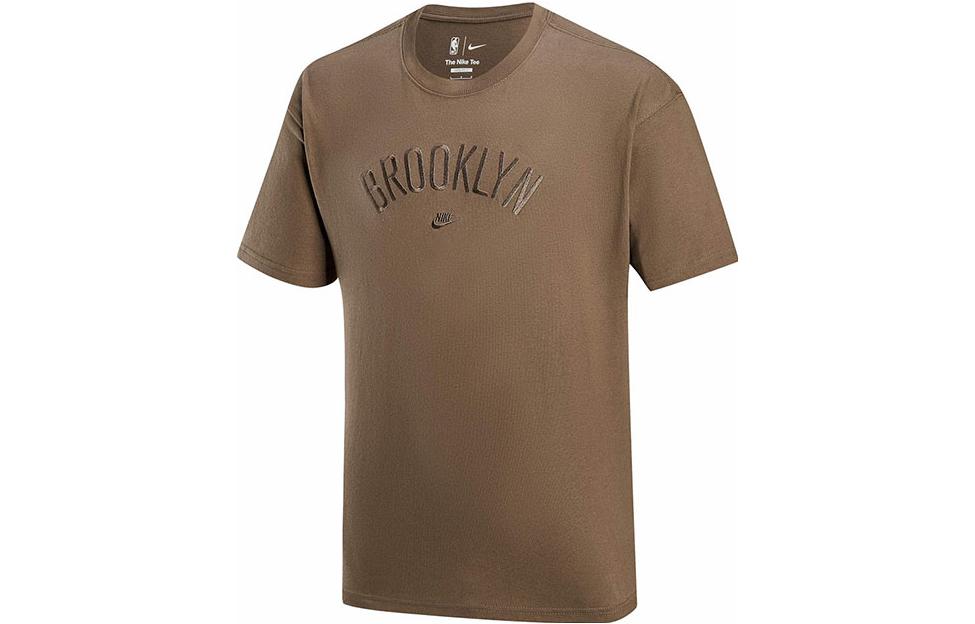 Nike T Shirts Men s Dark Brown Crew Neck Moderate Straight Fit FJ0562-040 XL