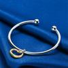 Luxurious 925 sterling silver exquisite gold heart-shaped open bracelet for women's fashion parties, wedding jewelry