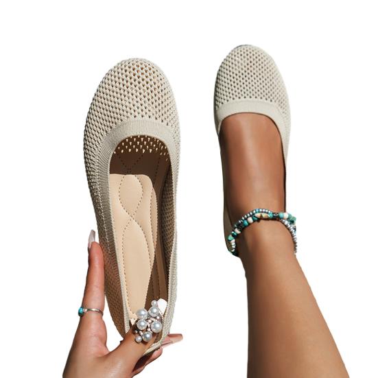 1 Pereche Pantofi Tricotați de Vară pentru Femei, Slip-On, Antiderapanți, Culoare Solidă, Ușori