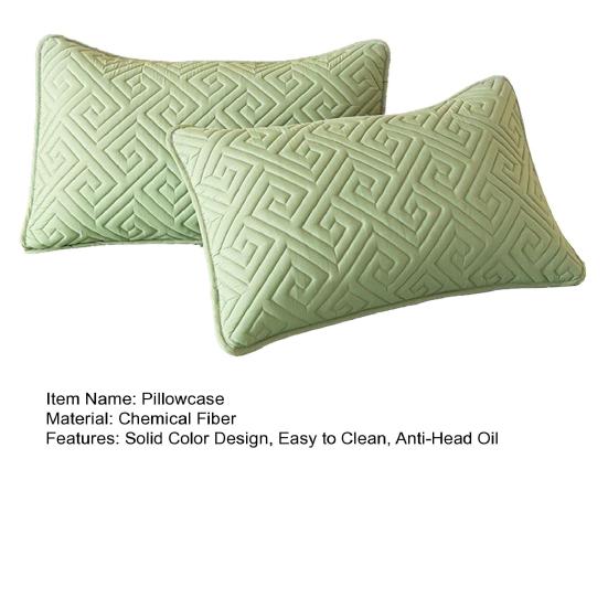 2Pcs Breathable Pillowcase Solid Color Easy To Clean Anti-Head Oil Wear-resistant Pillow Protector Bedroom