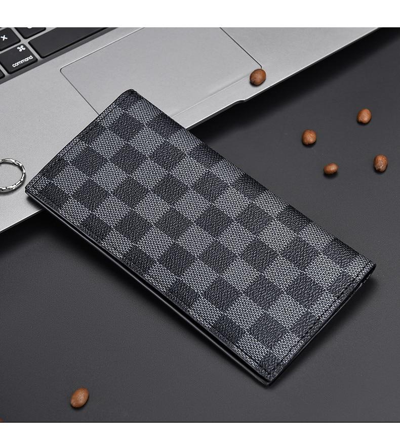 Женский классический клетчатый кошелек из ПУ кожи Мужской держатель для карт Клатч Кошелек для мелочи чёрный