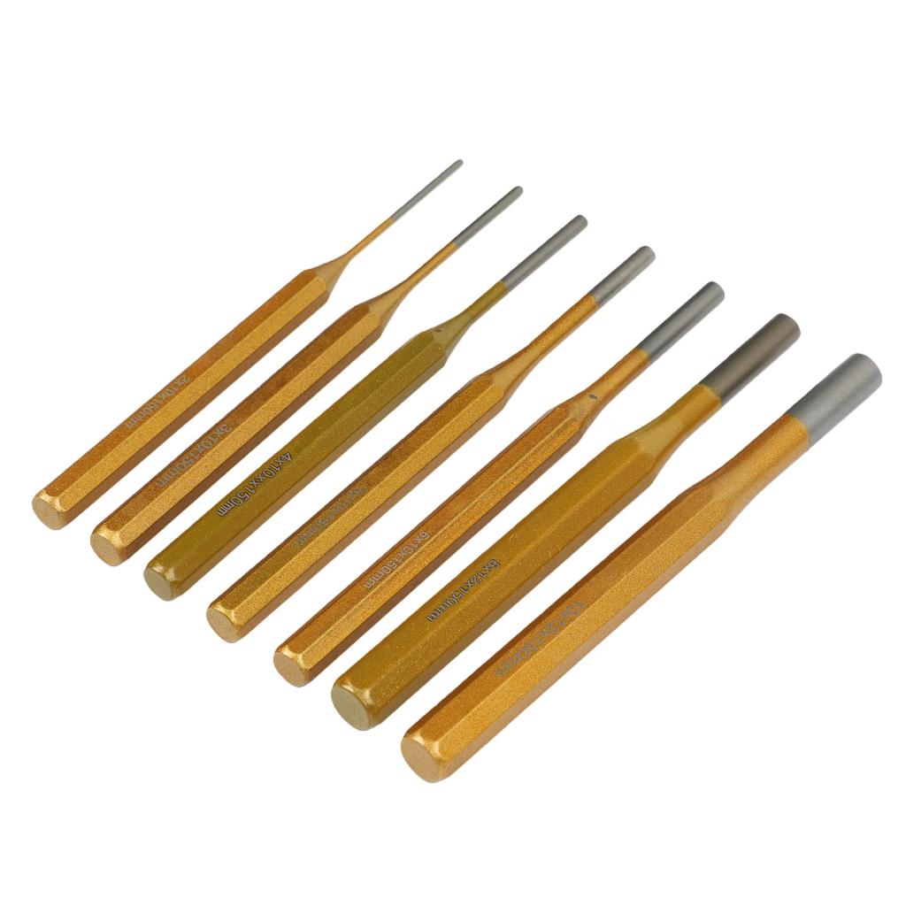 7-teiliges Schwerlast-Splinttreiber-Set, 210 mm, legierter Stahl, für Uhrenreparatur und Werkstattwartung, mit Kegel- und Meißeldesign
