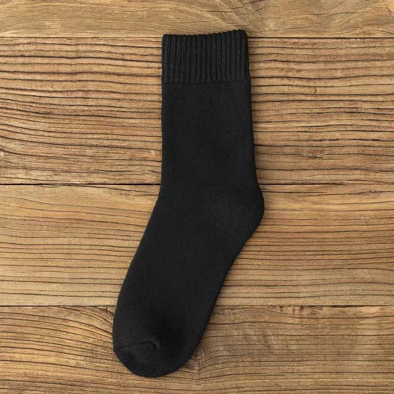 

5 пар осенне-зимних толстых флисовых носков, мужские носки до середины икры, зимние теплые носки с защитой от запаха, женские зимние носки с длинной петлей One size （2 pairs） чёрный