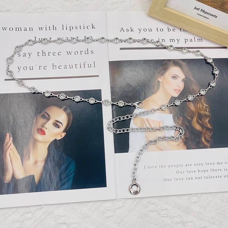 

Элегантная серебряно-золотая металлическая цепочка на талию с блестящими инкрустациями из страз для женщин SilverSingleLink