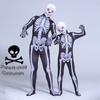 Unisex Parent-child Skeleton Man Costume Jumpsuit With Spooky Mask For Halloween Fun