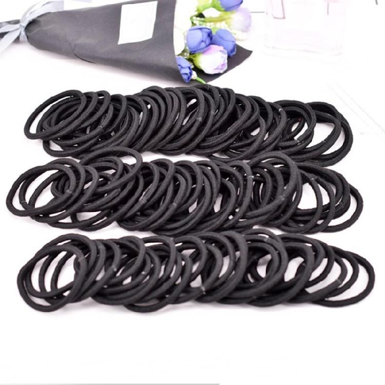 Pack of 100 Black Elastic Hair Bands, Secure Your Hair in Style Black Hair Tie